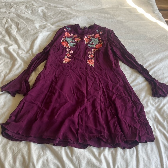 ASOS Long Sleeve Embroidered Mini Dress - Picture 2 of 5